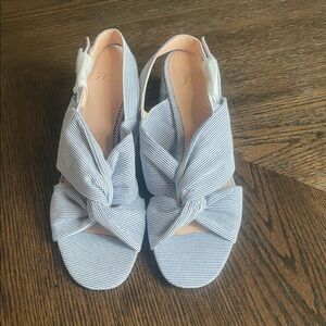 J.Crew twisted - knot Penny sandals in stripe with glitter heel 7.5m